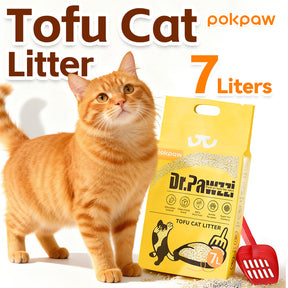 3 Pack POKPAW Tofu Cat Litter – 7 Liters Natural Soybean Cat Litter for Odor Control