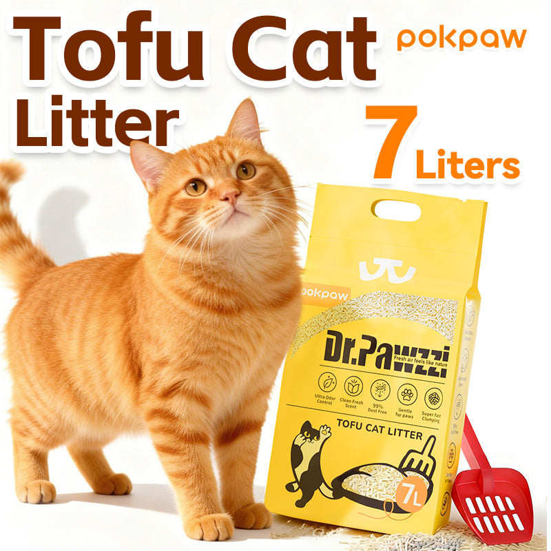 3 Pack POKPAW Tofu Cat Litter – 7 Liters Natural Soybean Cat Litter for Odor Control
