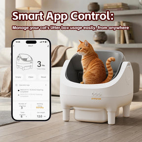 POKPAW Smart Cat Litter Box – Auto Self-Cleaning, Large 76L Open-Top, App Control, Safe & Quiet for Multi-Cat Homes, 1-Year Warranty