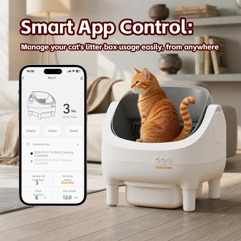 POKPAW Smart Cat Litter Box – Auto Self-Cleaning, Large 76L Open-Top, App Control, Safe & Quiet for Multi-Cat Homes, 1-Year Warranty