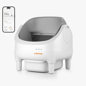 POKPAW Smart Cat Litter Box – Auto Self-Cleaning, Large 76L Open-Top, App Control, Safe & Quiet for Multi-Cat Homes, 1-Year Warranty